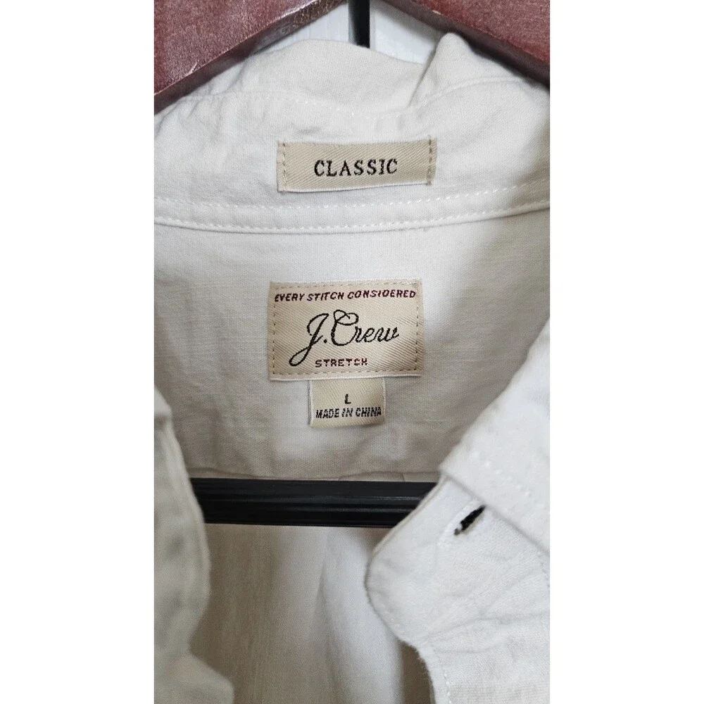 J. Crew Classic Stretch Long-Sleeve Shirt in Cream